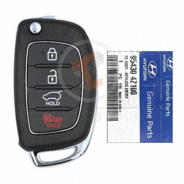 Genuine Hyundai Santa Fe Flip Key Remote 2013 2016 P/N: 95430-4Z100 Panic Button Yes