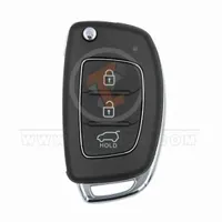 hyundai flip key remote shell 3 buttons right groove normal blade front 33370 - thumbnail