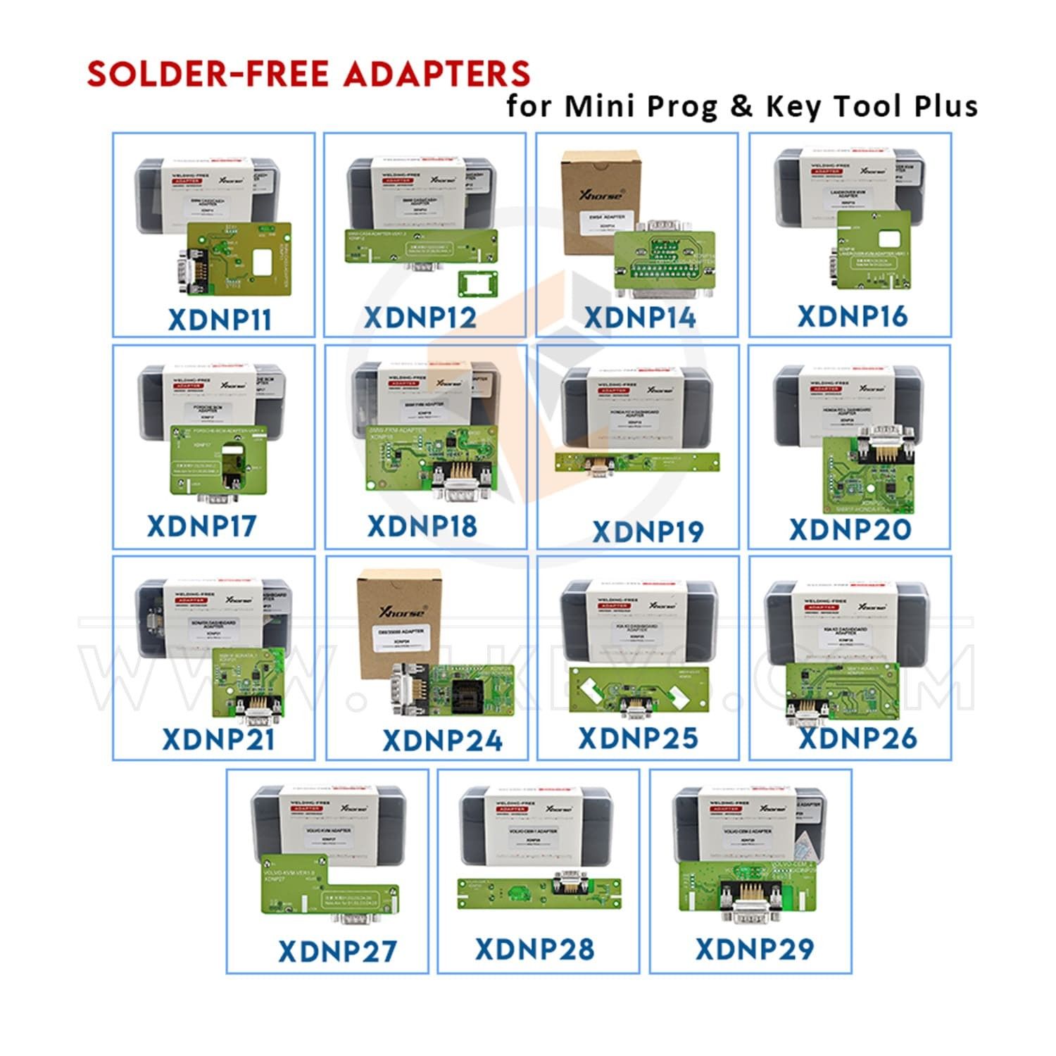 Xhorse Solder Free Adapters for VVDI Mini Prog and Key Tool Plus Compatible with Manufacturers Xhorse